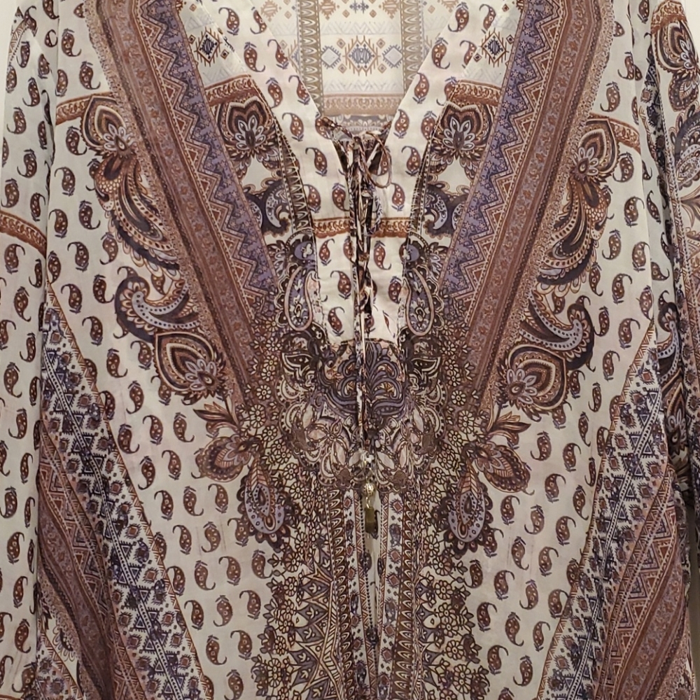 Mixed print tunic